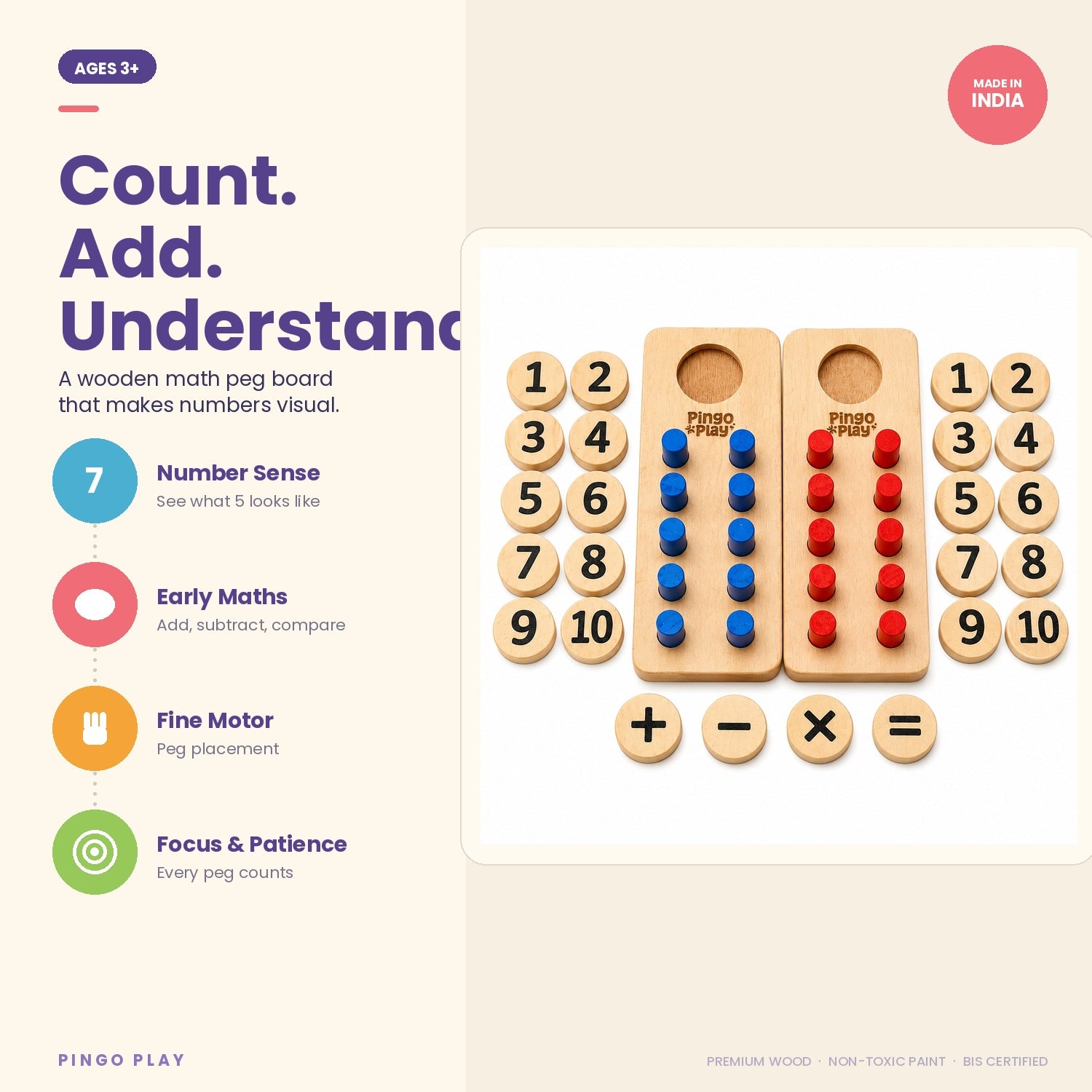 Math & Number Learning Peg Board Puzzle