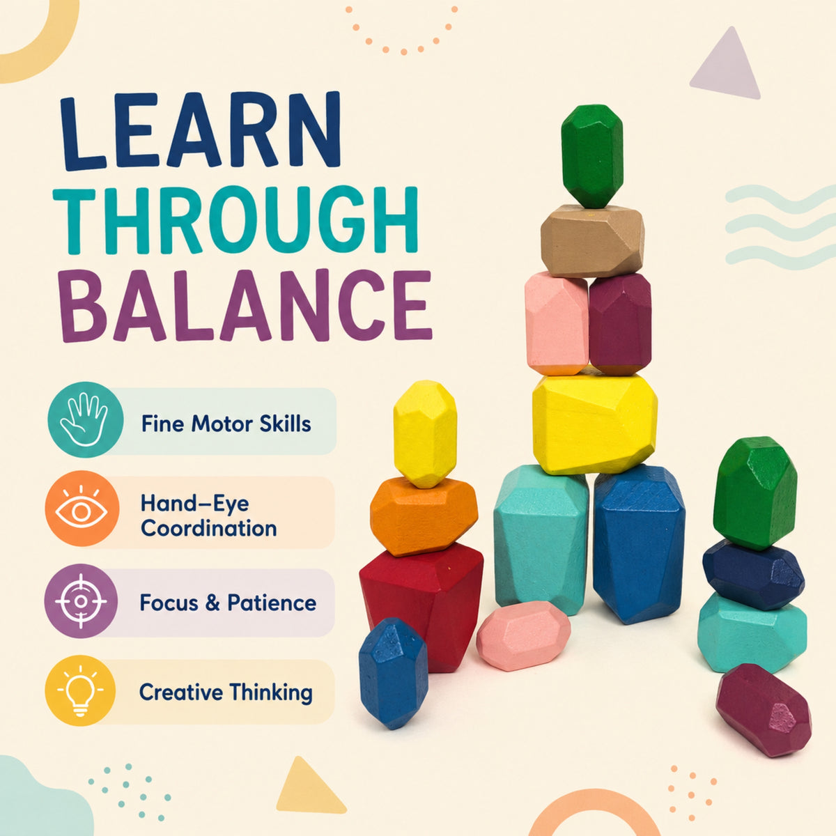 Balancing Wooden Stones (16 Pcs)