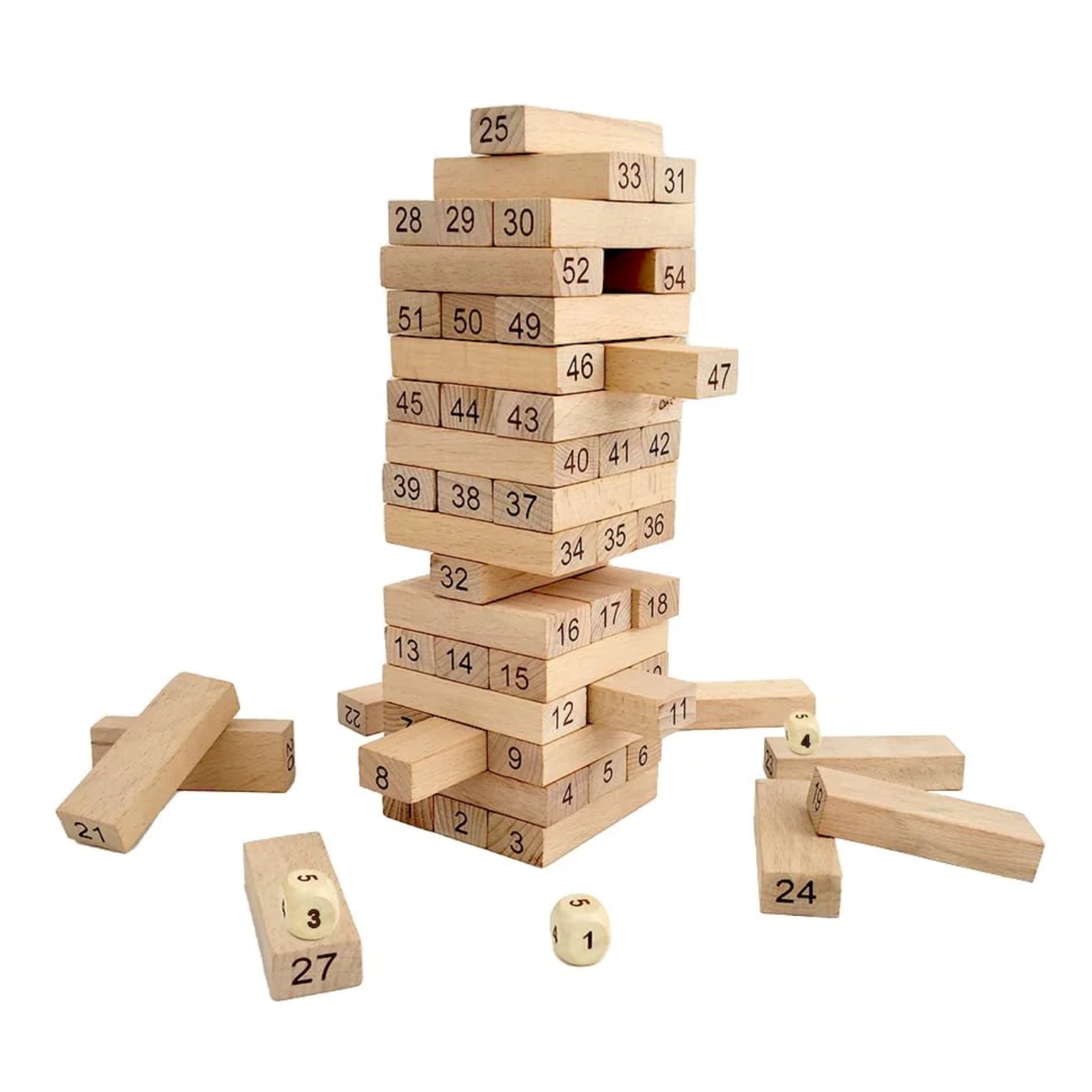 Number Tumbling Tower Game | 54 Blocks with 4 Dice