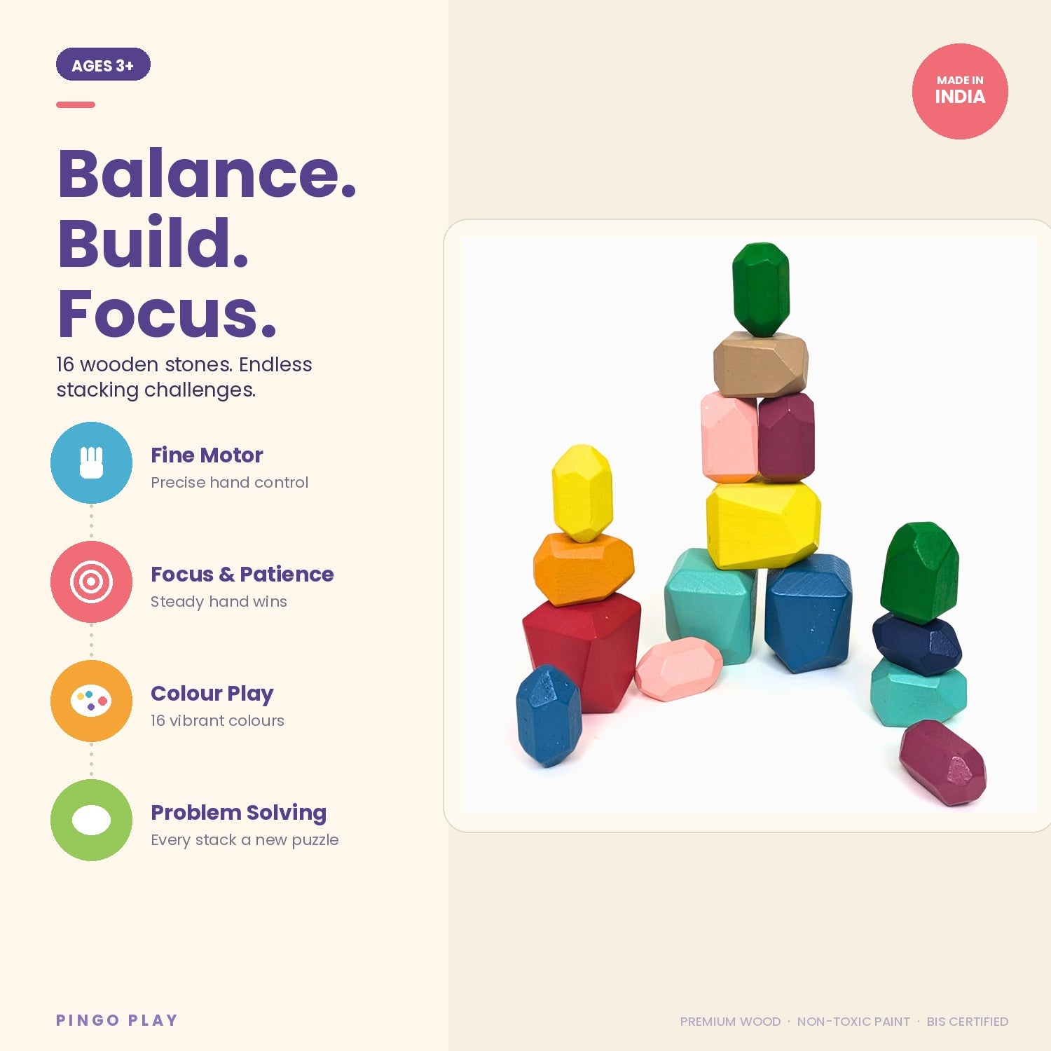 Balancing Wooden Stones (16 Pcs)