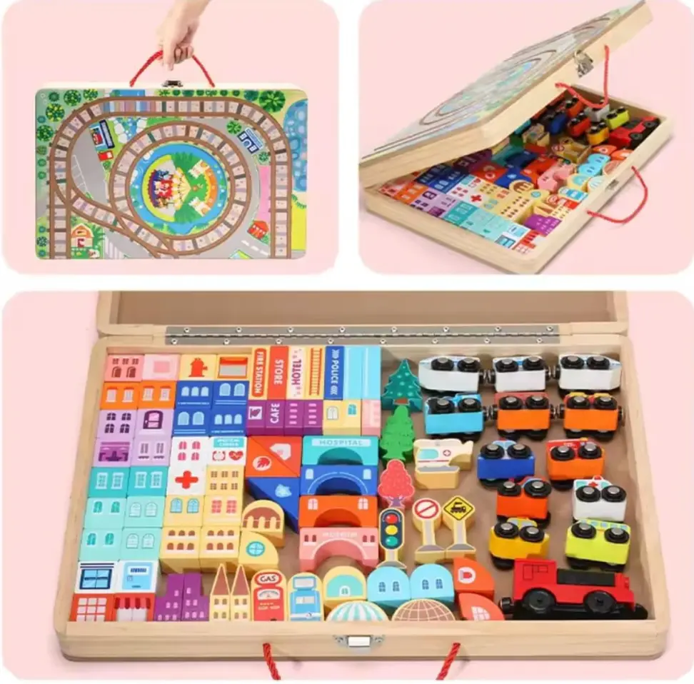 Wooden Train City Construction Set