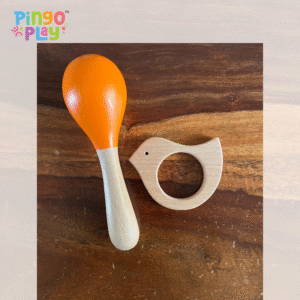 Premium Wooden Maracas Rattle + Teether Combo For Toddlers