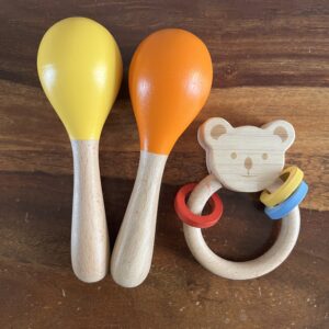 Premium Wooden Rattle & Maracas Combo | Montessori-Inspired Wooden Toys for Infants (0–2 Years)