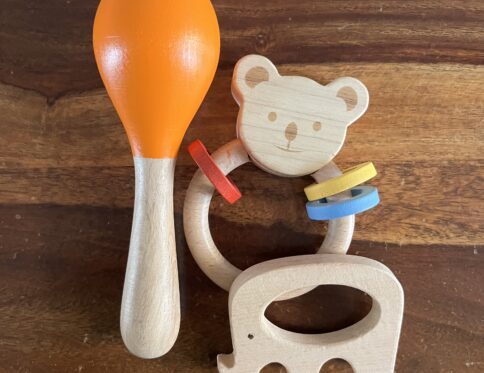 Premium Wooden Rattle, Maracas & Bird Teether Combo | Montessori-Inspired Wooden Toys for Infants (0–2 Years)