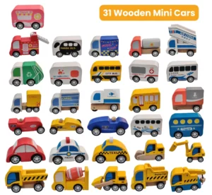 Premium Wooden Car set (31 Vehicles)